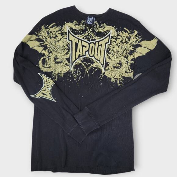 Tapout Thermal Shirt Men's L Spell Out Logo Long Sleeve MMA Grunge Skater Y2K - Picture 1 of 6